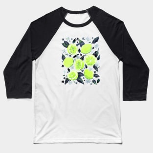 Watercolor Limes Pattern - Gray Baseball T-Shirt